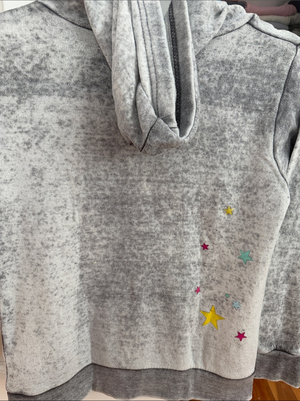 Vintage Havana Grey Zip Hoodie with Yellow, Teal & Pink Stars - Picture 3 of 4